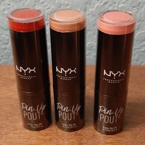 3 NEW NYX Pin-Up Pout Lipsticks